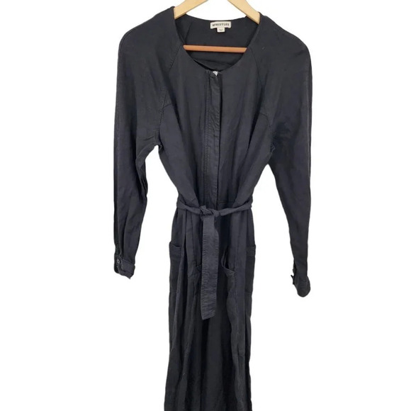 Whistles Long Sleeve Tie Waist Zip Front Jumpsuit in Black Size US 10 - Picture 3 of 15